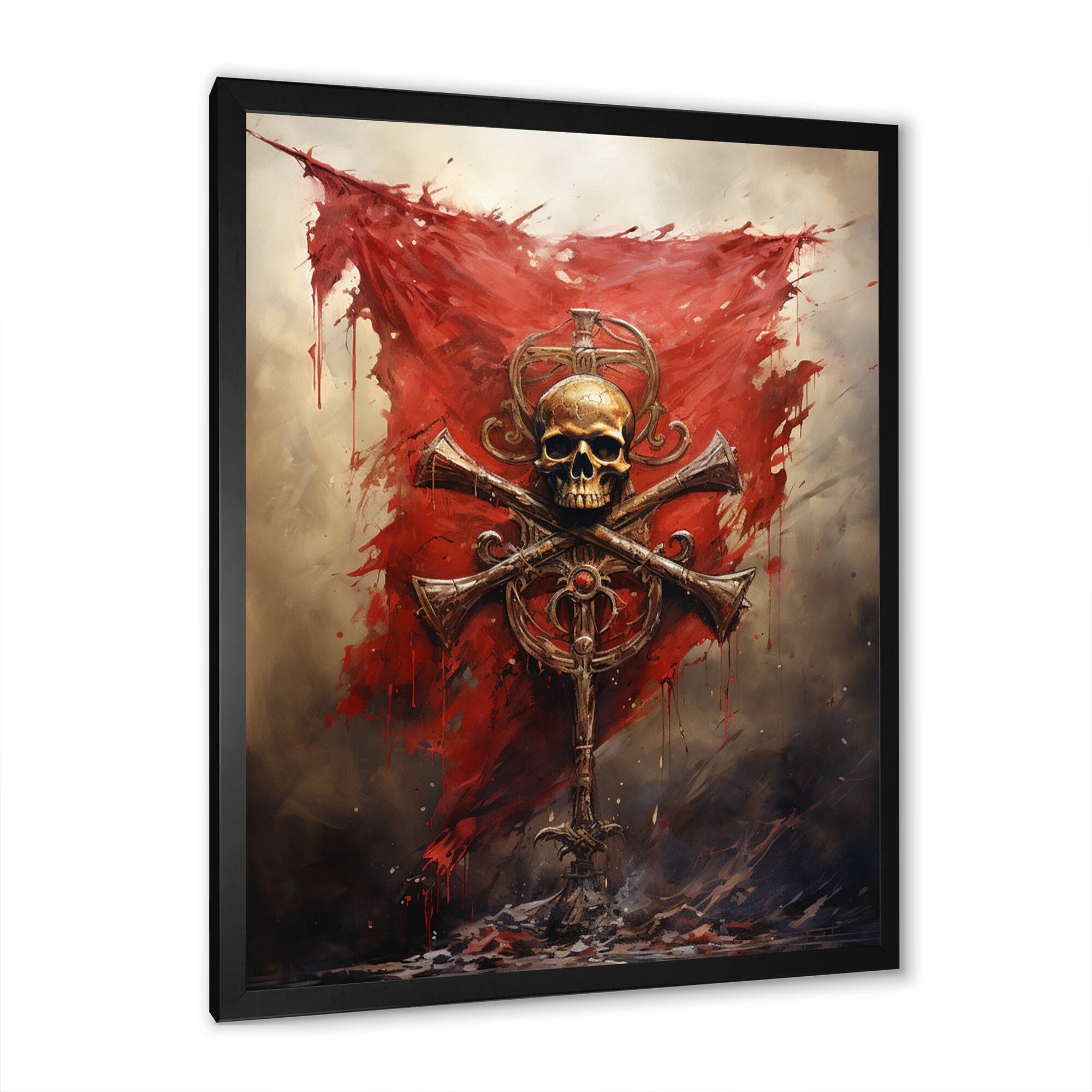 Designart "Pirate Flag Jolly Rogers Legacy" Pirate Framed Canvas Wall